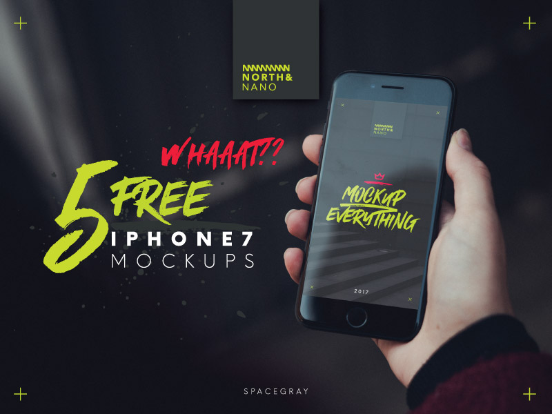 5 Free Black iPhone7 in hand Mockups
