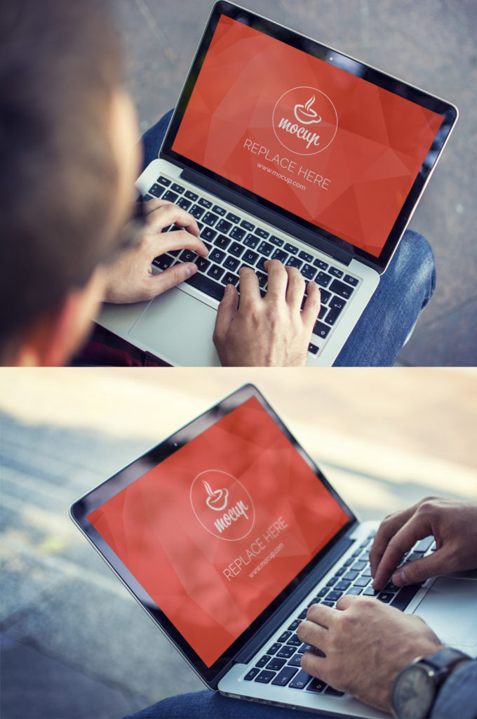 Download Free Mockups : Man Working on MacBook Pro Mockups Set