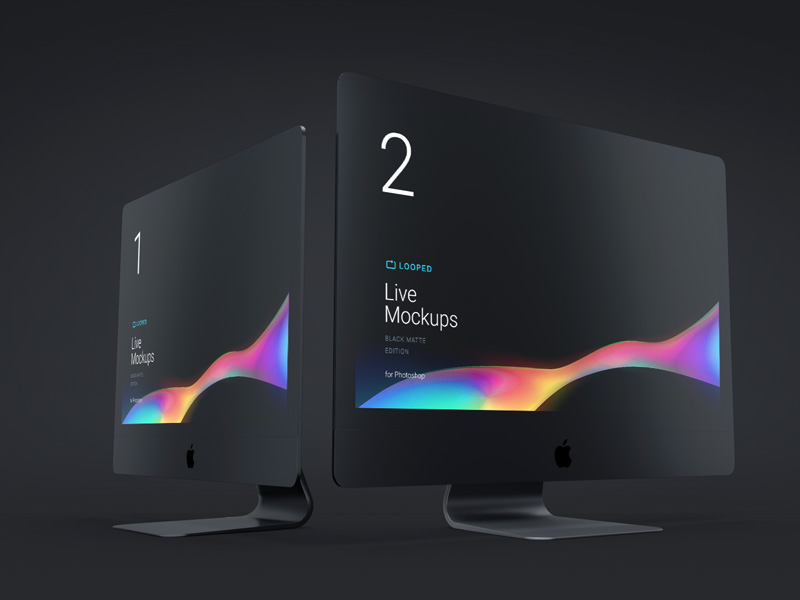 Black Matte Style Apple Devices Mockups Collection