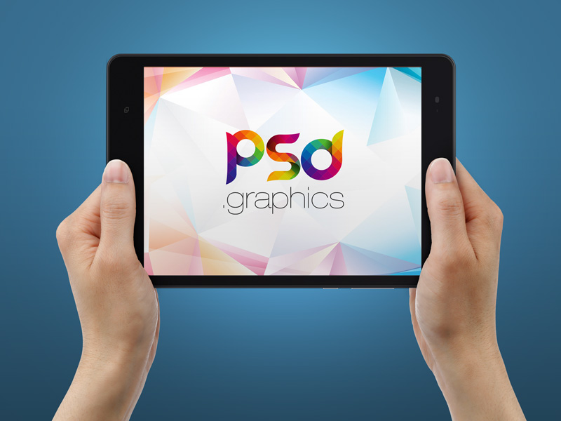 Tablet in Hand Mockup PSD