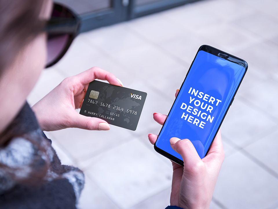 Credit card with Smartphone Mockup