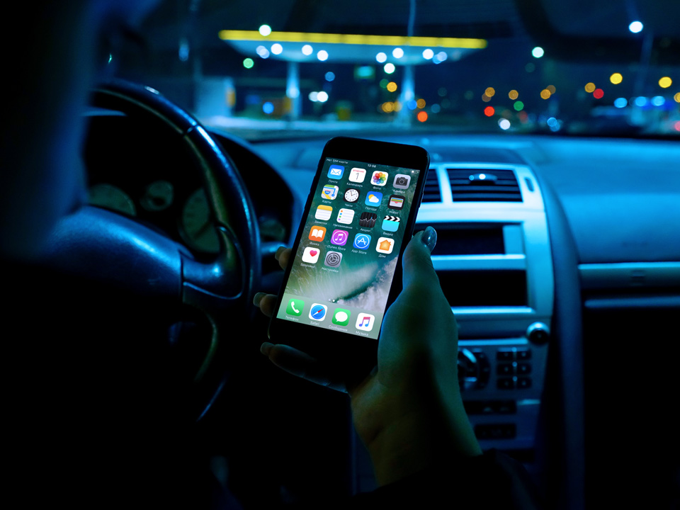Lady Using iPhone in Car Mockup