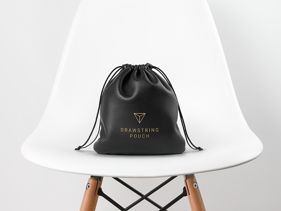 Leather Drawstring Pouch Mockup