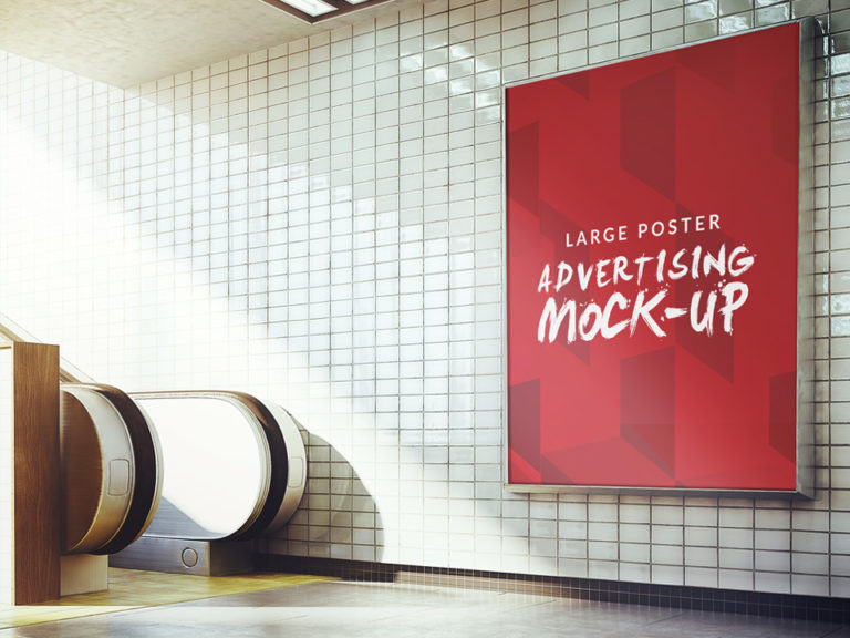 Subway Advertising Sign Board Poster Mockup - Mockup Love