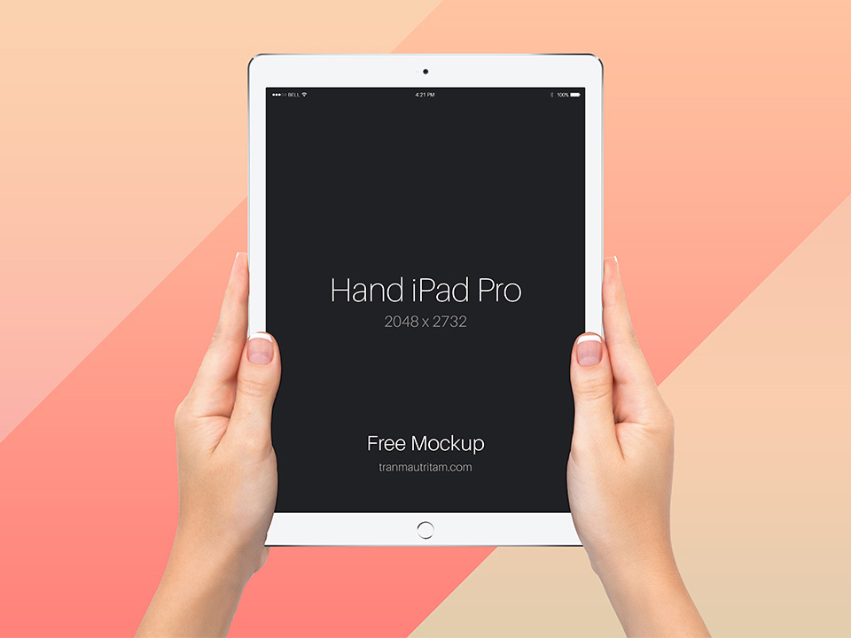 Female Hand holding iPad Pro Mockup