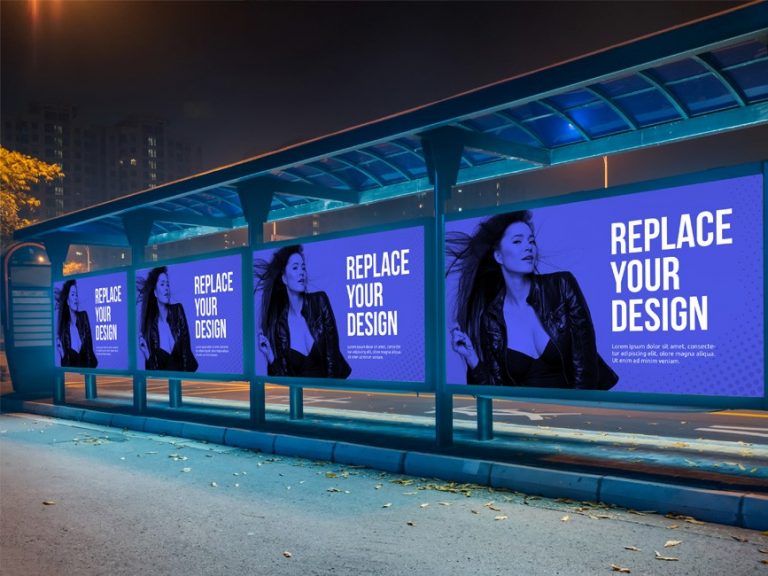 Bus Stop Advertisement Billboard Mockup - Mockup Love