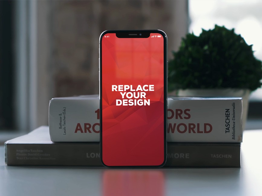 iPhone X with Books Free Mockup  mockup, free mockup, psd mockup, mockup psd, free psd, psd, download mockup, mockup download, photoshop mockup, mock-up, free mock-up, mock-up psd, mockup template, free mockup psd, presentation mockup, branding mockup, free psd mockup