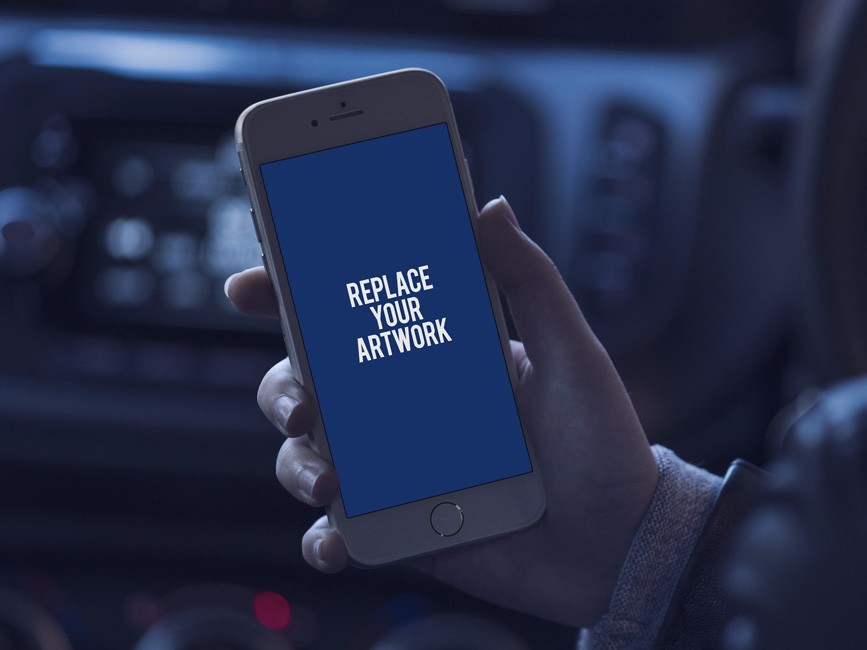 Using iPhone in Car Mockup