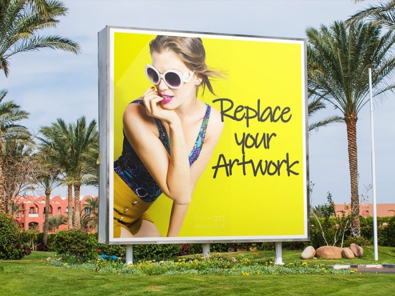 Outdoor Square Advertising Billboard Mockup - Mockup Love