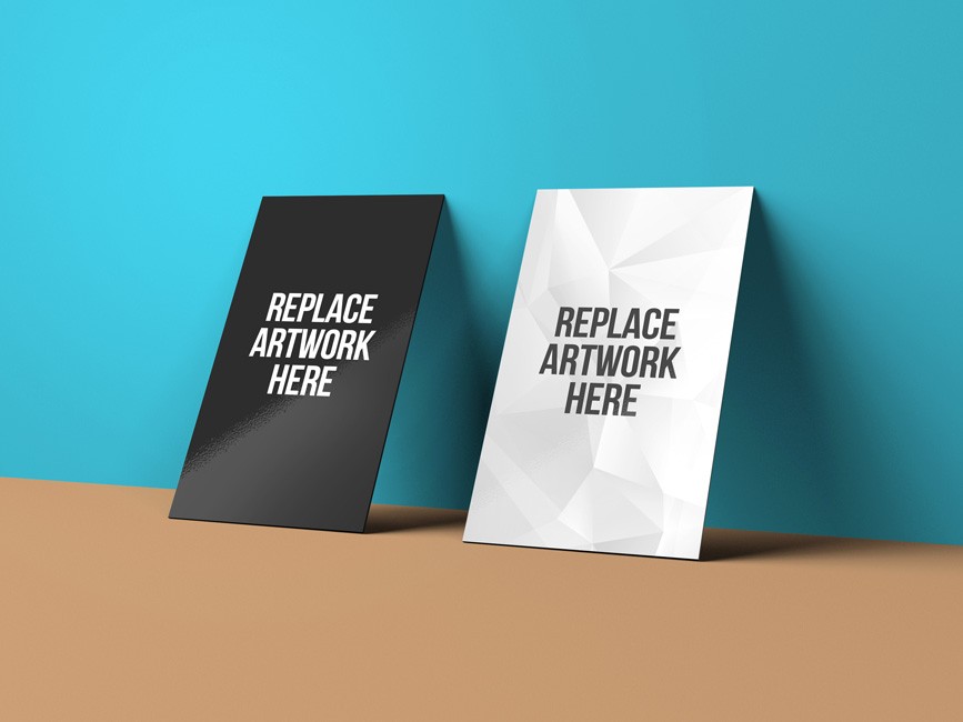Standing Vertical Business Card Mockup
