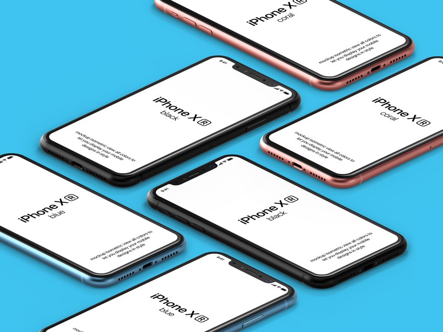 Multiple iPhone XR Perspective Scenes Mockup