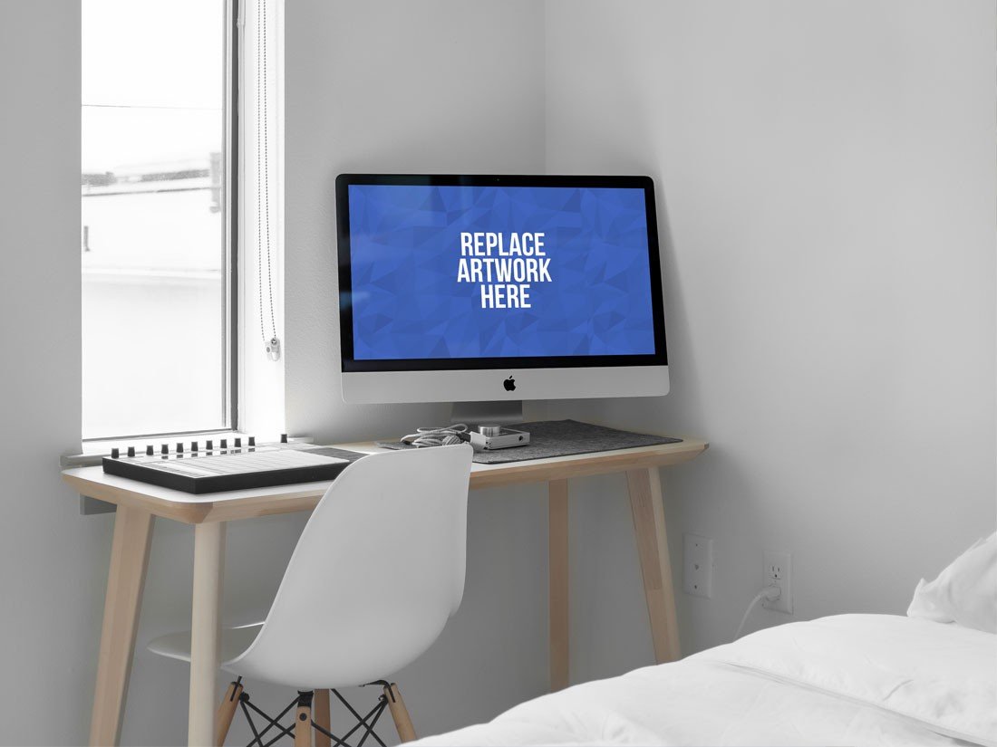 iMac on Home Desk Mockup iMac on Home Desk Mockup