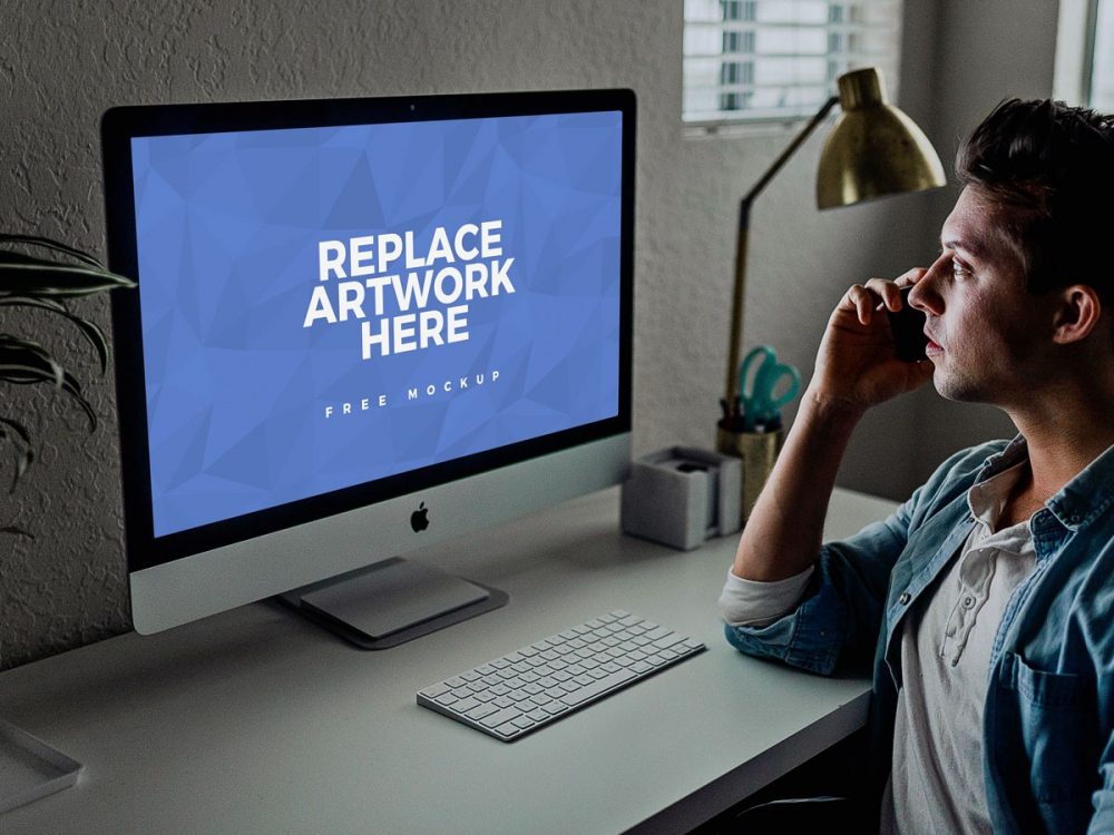 Download Man Working At Imac Mockup Mockup Love