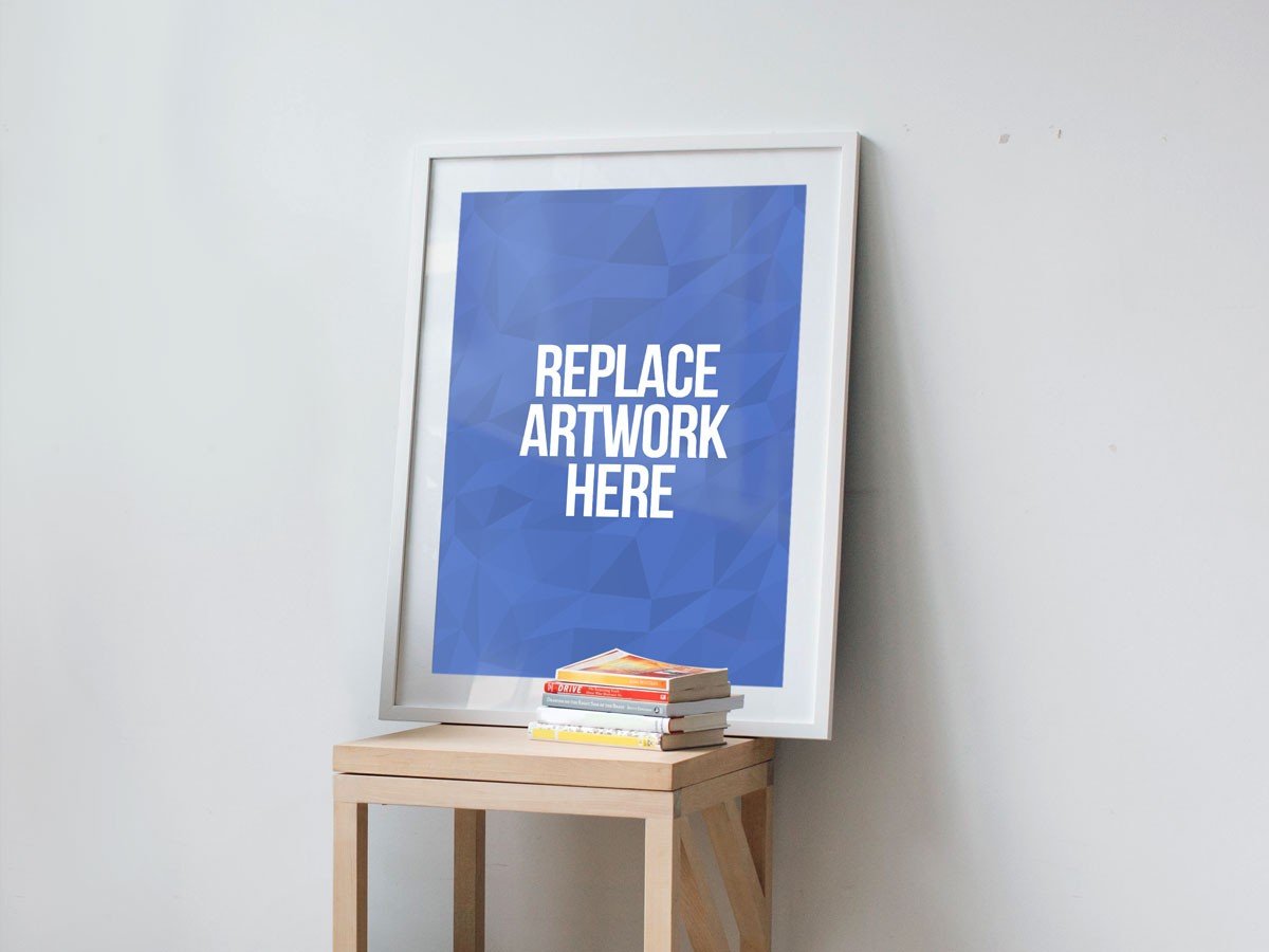 Photo Frame on Small Table Mockup Photo Frame on Small Table Mockup