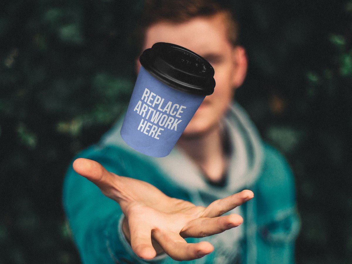 Floating Paper Cup Mockup