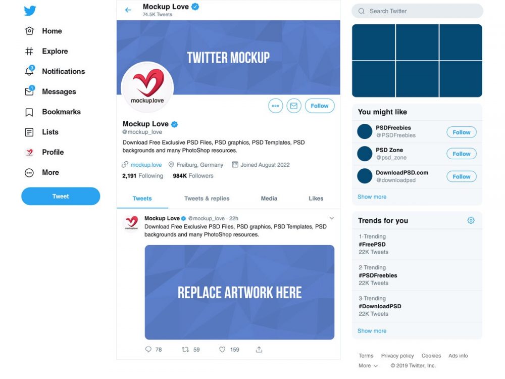 Twitter Page Mockup 2019  mockup, free mockup, psd mockup, mockup psd, free psd, psd, download mockup, mockup download, photoshop mockup, mock-up, free mock-up, mock-up psd, mockup template, free mockup psd, presentation mockup, branding mockup, free psd mockup