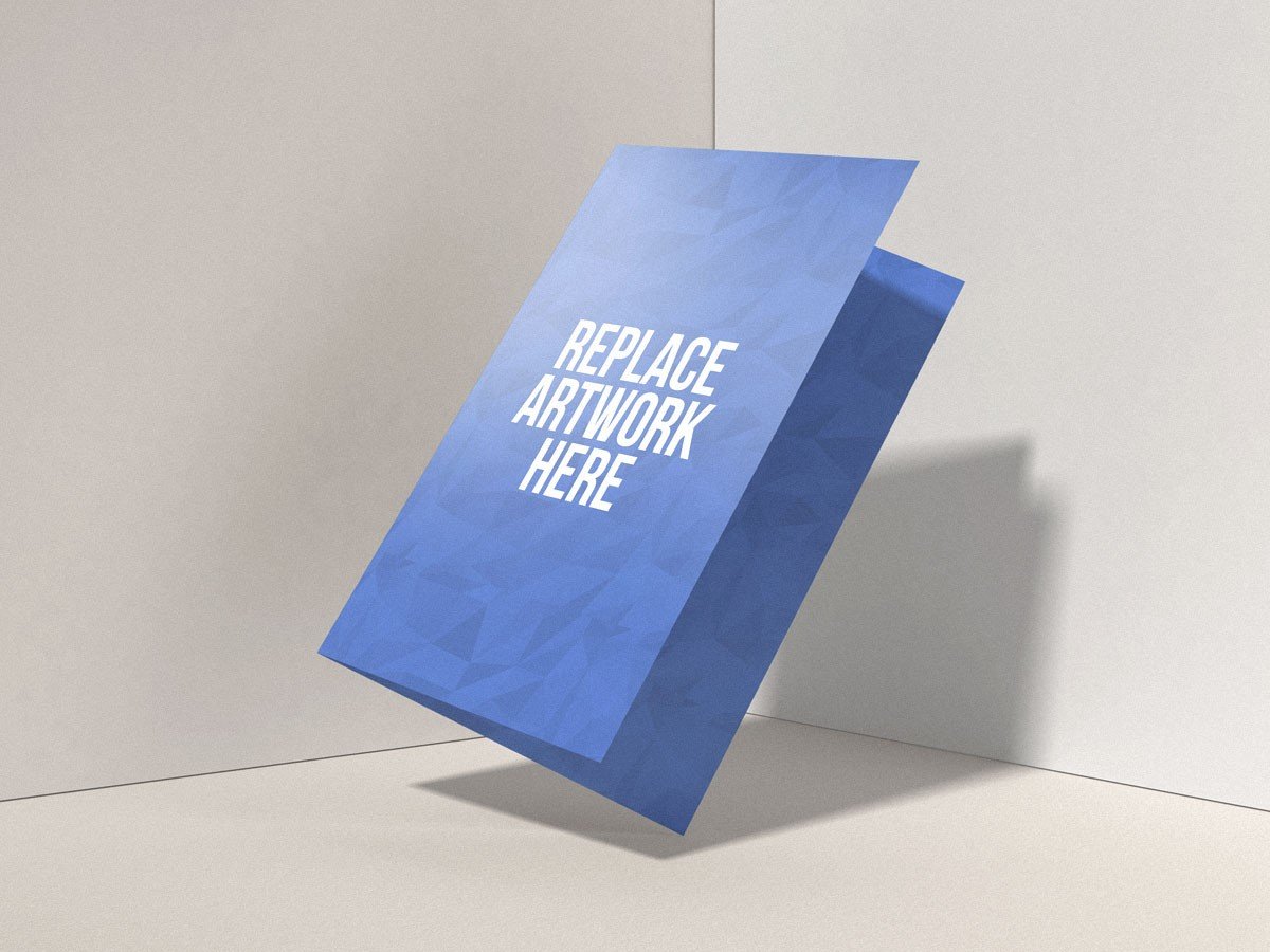 Floating Bi-fold Brochure Mockup Floating Bi-fold Brochure Mockup