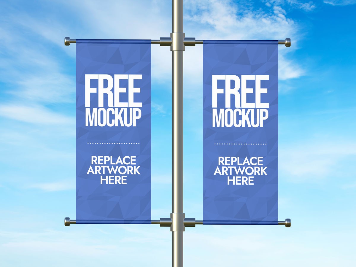 Lamp Post Advertising Banner Mockup - Mockup Love