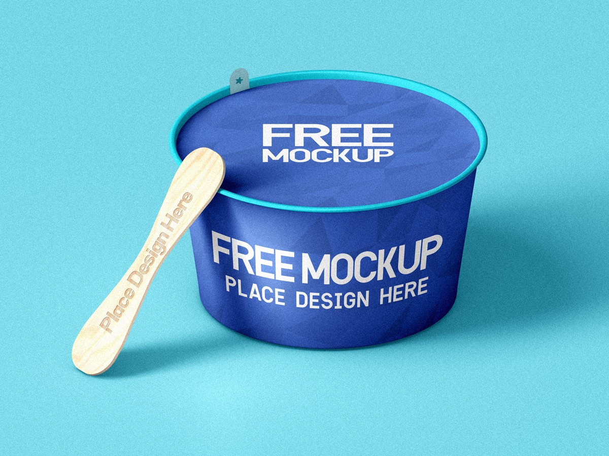 Download Ice Cream Cup With Wooden Stick Mockup Mockup Love