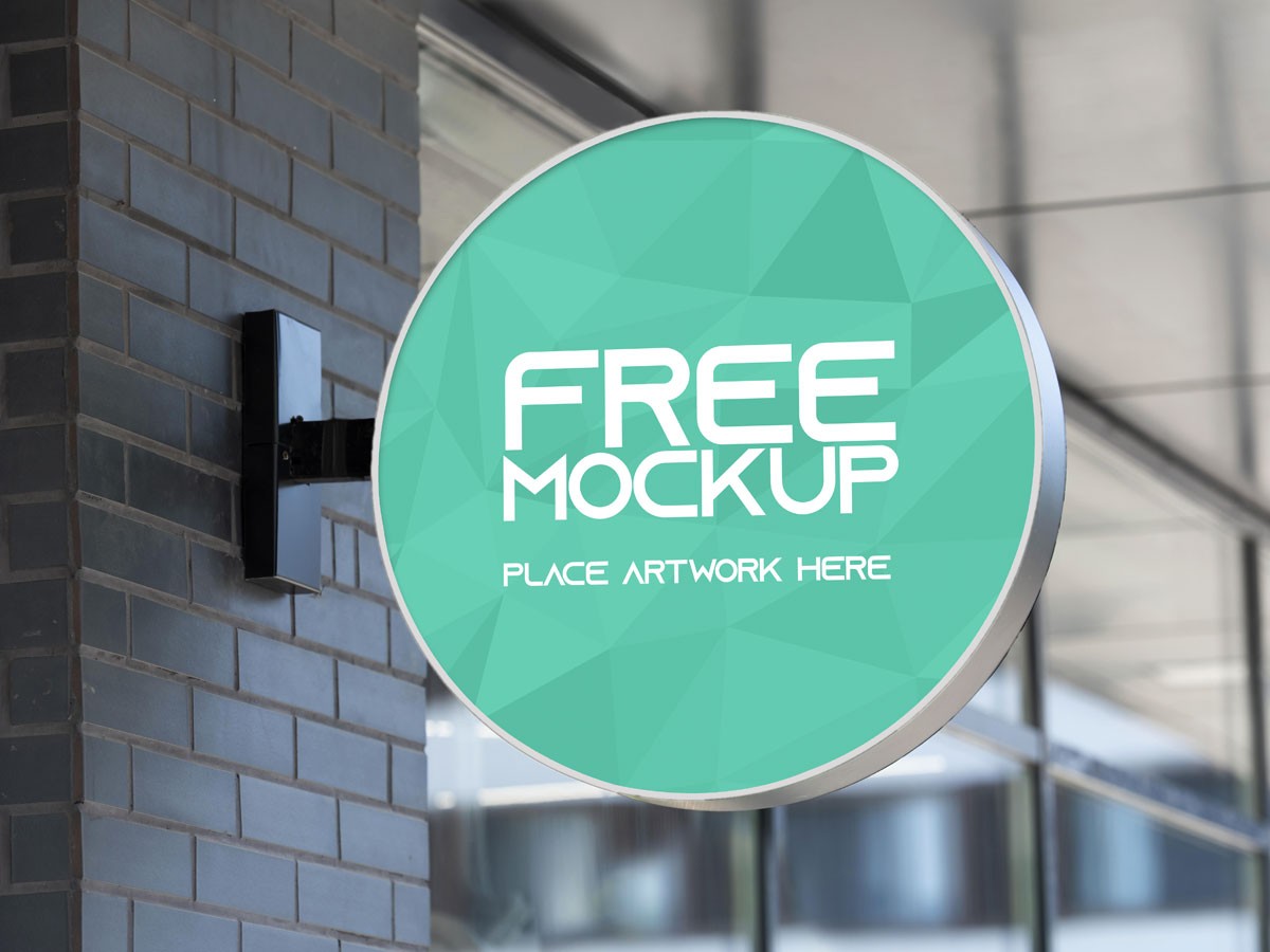 Circular Sign Board On Store Wall Mockup Mockup Love 0444