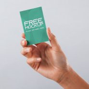Hand Holding Vertical PSD Business Card Mockup