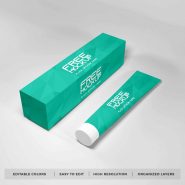 Toothpaste box and tube mockup