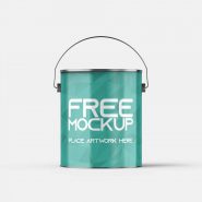 Metallic paint bucket mockup